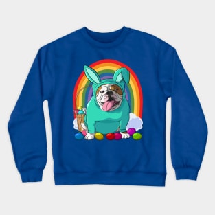 English Bulldog Happy Easter Bunny Pajamas Crewneck Sweatshirt